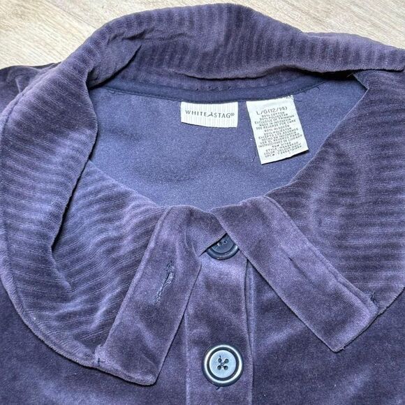White Stag Womens‎ Sweater cardigan large blue button stretch. Beautiful velvet - Picture 2 of 8
